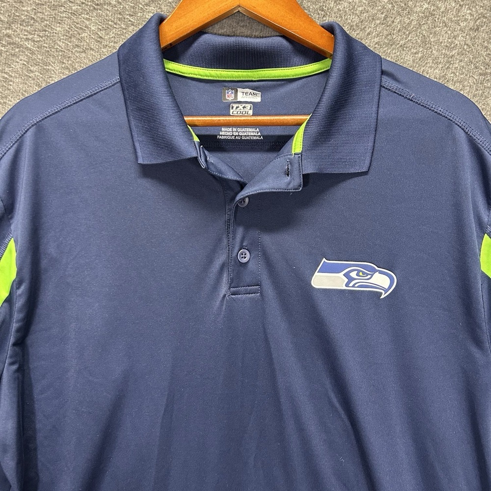 Seattle Seahawks NFL‎ TX3 Cool Team Apparel Navy/Green Polo Golf Shirt Size XL